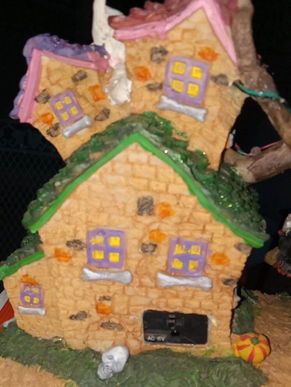 LED Village with Flying Witch - Orange NWOTS